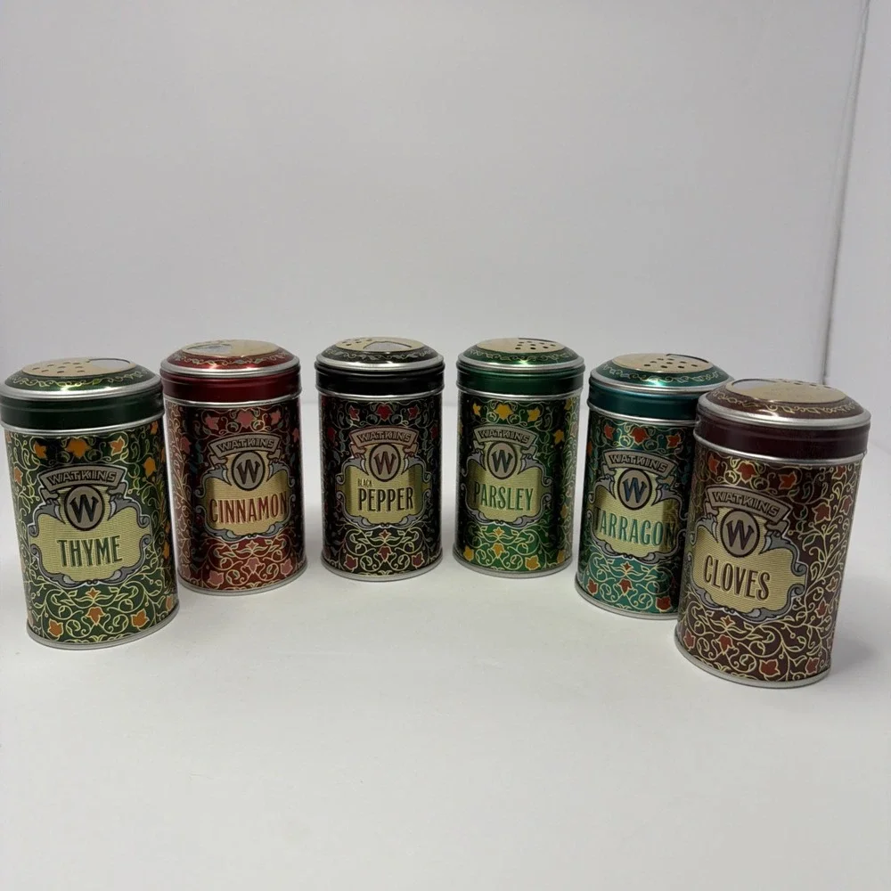 Vintage 1987 Watkins Spice Tin Set 6 Pc Limited  Ed Collectible Kitchen Seasonin